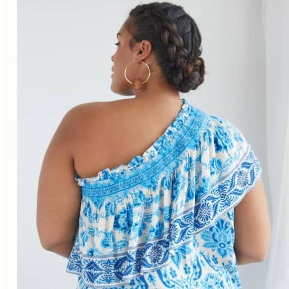 New Anthropologie Plenty by Tracy Reese Ruffled One-Shoulder Blouse $138 - Picture 2 of 6